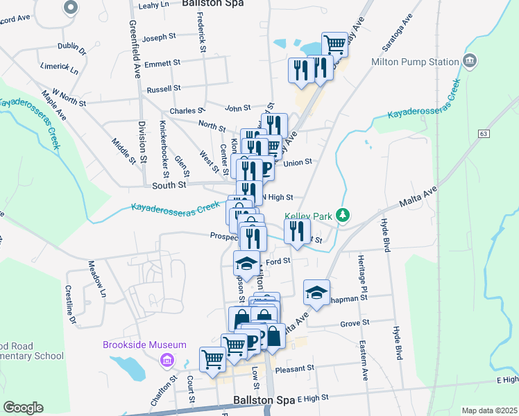 map of restaurants, bars, coffee shops, grocery stores, and more near 328 Milton Avenue in Ballston Spa