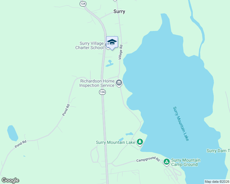 map of restaurants, bars, coffee shops, grocery stores, and more near 143 Village Road in Surry