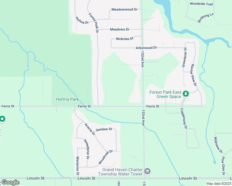 map of restaurants, bars, coffee shops, grocery stores, and more near 15351 Ferris Street in Grand Haven