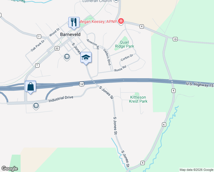 map of restaurants, bars, coffee shops, grocery stores, and more near 101 Pine Ridge Court in Barneveld