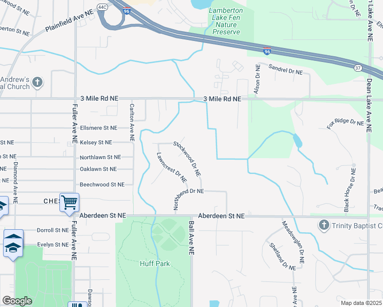 map of restaurants, bars, coffee shops, grocery stores, and more near in Grand Rapids