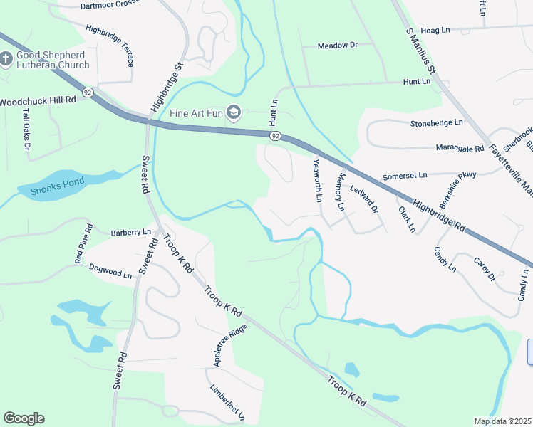 map of restaurants, bars, coffee shops, grocery stores, and more near 4905 Hunts Hill Road in Manlius