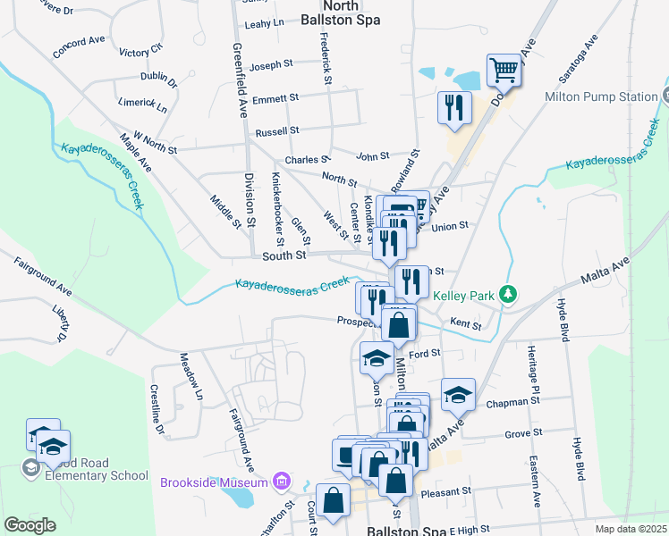 map of restaurants, bars, coffee shops, grocery stores, and more near 55 Middlebrook Avenue in Ballston Spa