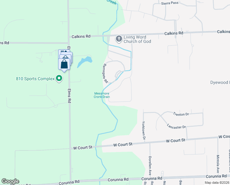 map of restaurants, bars, coffee shops, grocery stores, and more near 1240 Stonehenge Road in Flint