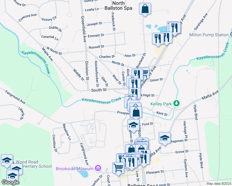 map of restaurants, bars, coffee shops, grocery stores, and more near 55 Middlebrook Avenue in Ballston Spa