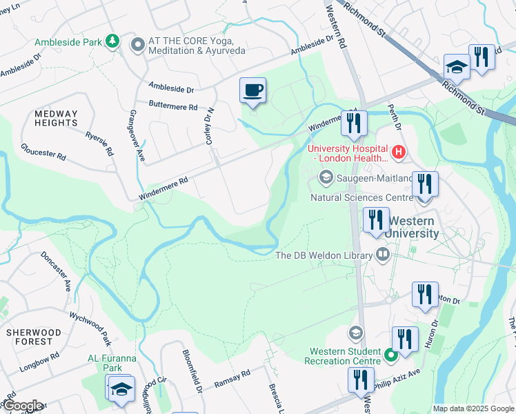 map of restaurants, bars, coffee shops, grocery stores, and more near 1412 Corley Drive in London