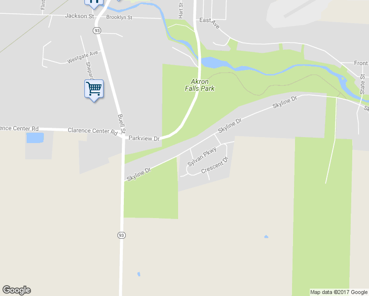 map of restaurants, bars, coffee shops, grocery stores, and more near 167 Skyline Drive in Akron