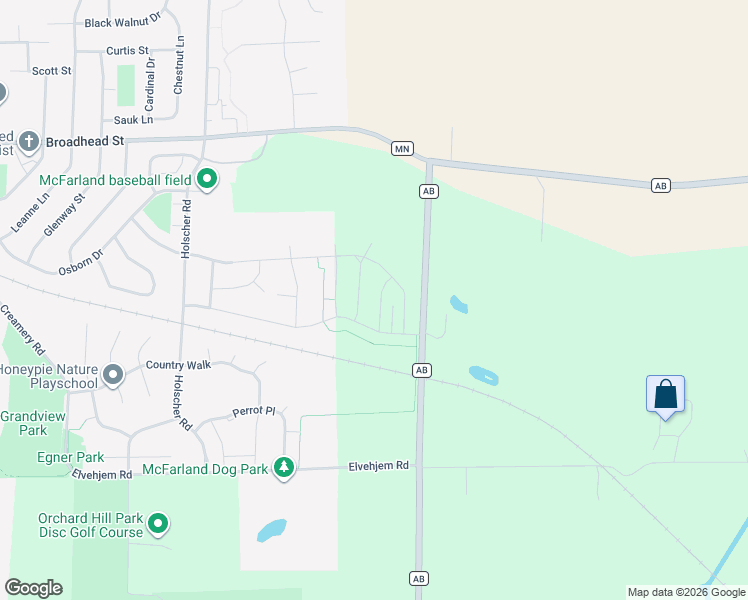 map of restaurants, bars, coffee shops, grocery stores, and more near 3001-3037 County Highway AB in McFarland