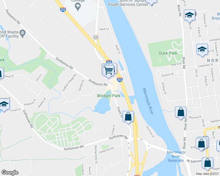 map of restaurants, bars, coffee shops, grocery stores, and more near 554 Front St in Manchester