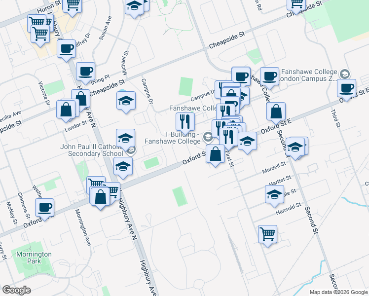map of restaurants, bars, coffee shops, grocery stores, and more near 117 Roehampton Avenue in London
