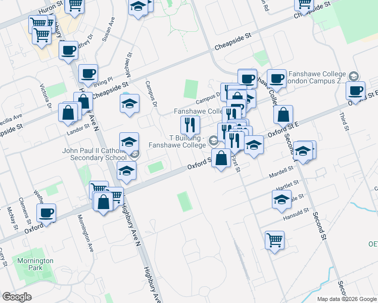 map of restaurants, bars, coffee shops, grocery stores, and more near 129 Roehampton Avenue in London