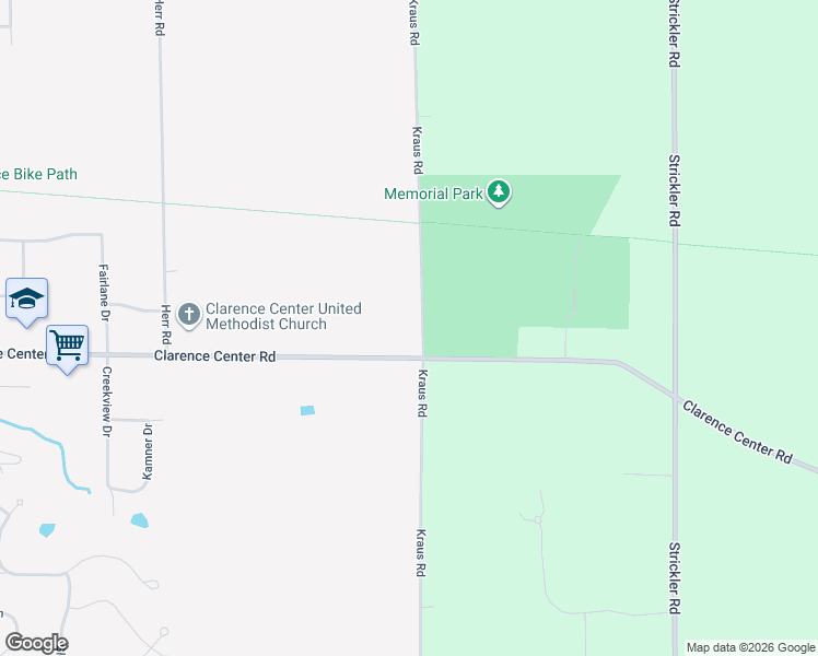 map of restaurants, bars, coffee shops, grocery stores, and more near 6030 Kraus Rd in Clarence Center