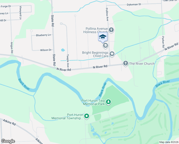 map of restaurants, bars, coffee shops, grocery stores, and more near 3839 North River Road in Fort Gratiot Township