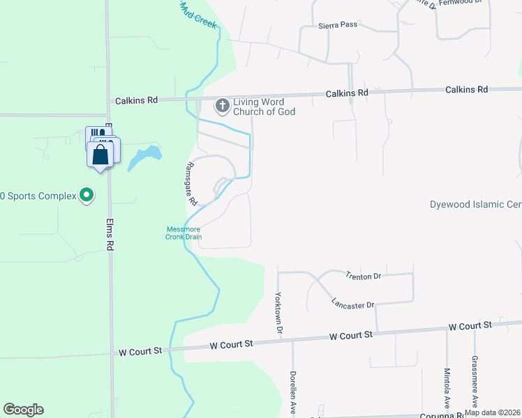 map of restaurants, bars, coffee shops, grocery stores, and more near in Flint