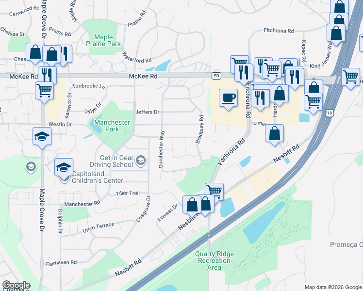 map of restaurants, bars, coffee shops, grocery stores, and more near 3413 Kingman Lane in Madison