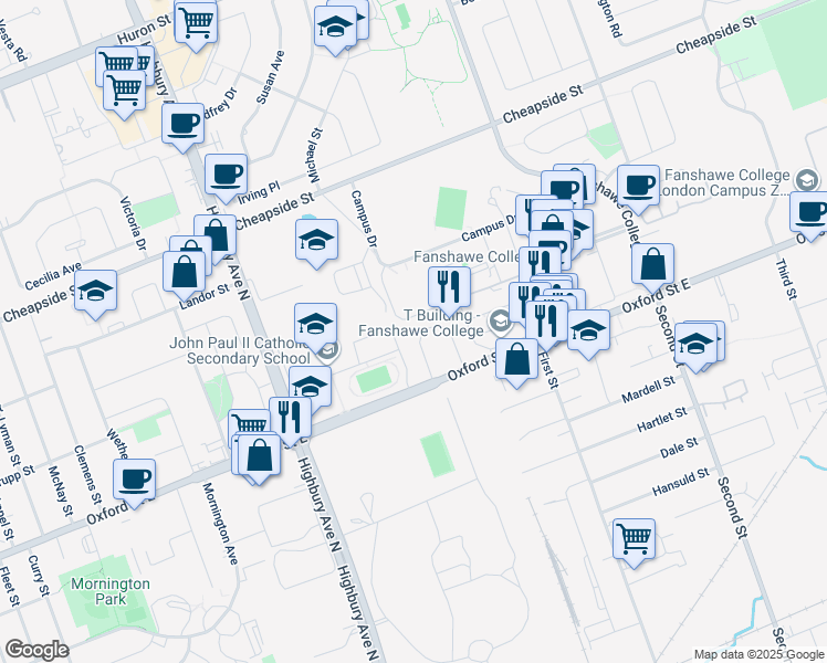 map of restaurants, bars, coffee shops, grocery stores, and more near 112 Roehampton Avenue in London