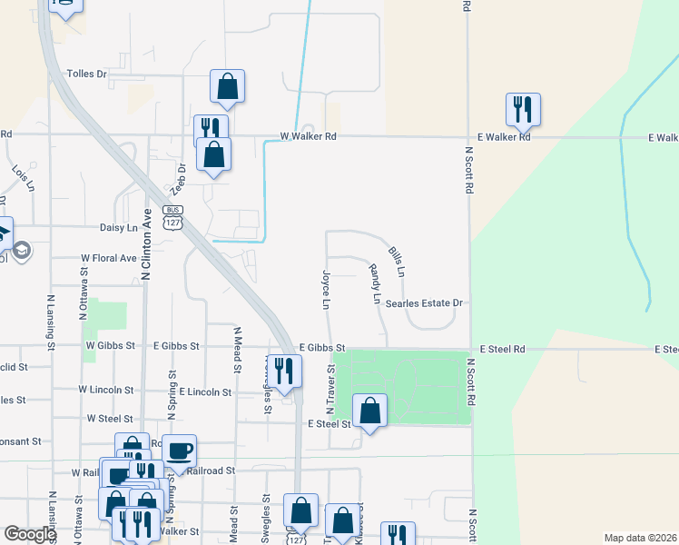 map of restaurants, bars, coffee shops, grocery stores, and more near 916 Joyce Lane in Saint Johns