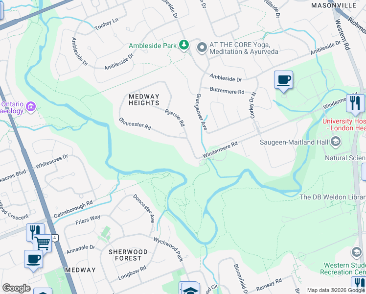 map of restaurants, bars, coffee shops, grocery stores, and more near 1509 Ryersie Road in London