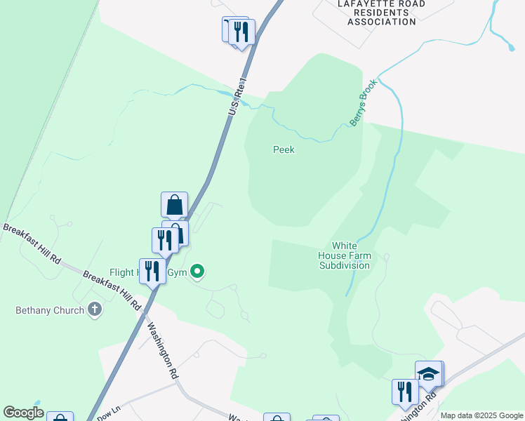 map of restaurants, bars, coffee shops, grocery stores, and more near 40 Adams Park in Rye