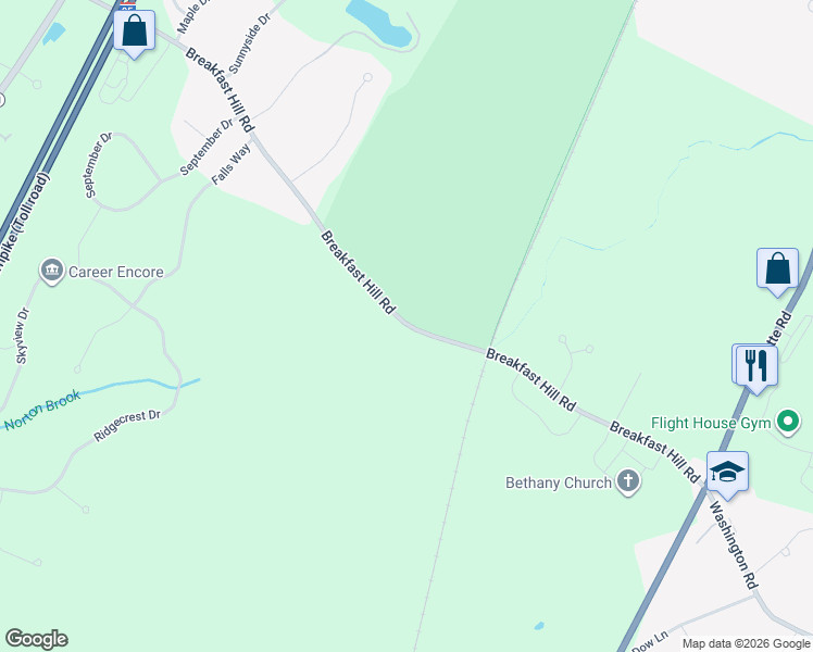 map of restaurants, bars, coffee shops, grocery stores, and more near 340 Breakfast Hill Road in Greenland