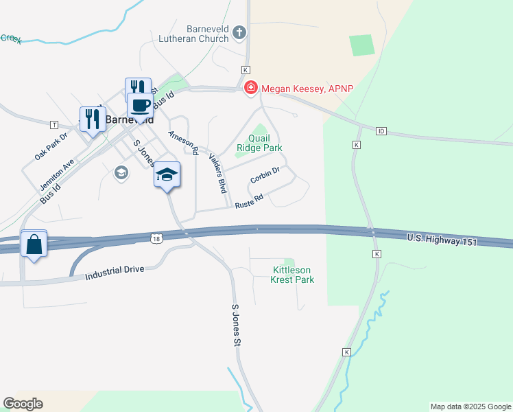 map of restaurants, bars, coffee shops, grocery stores, and more near 414 Ruste Road in Barneveld