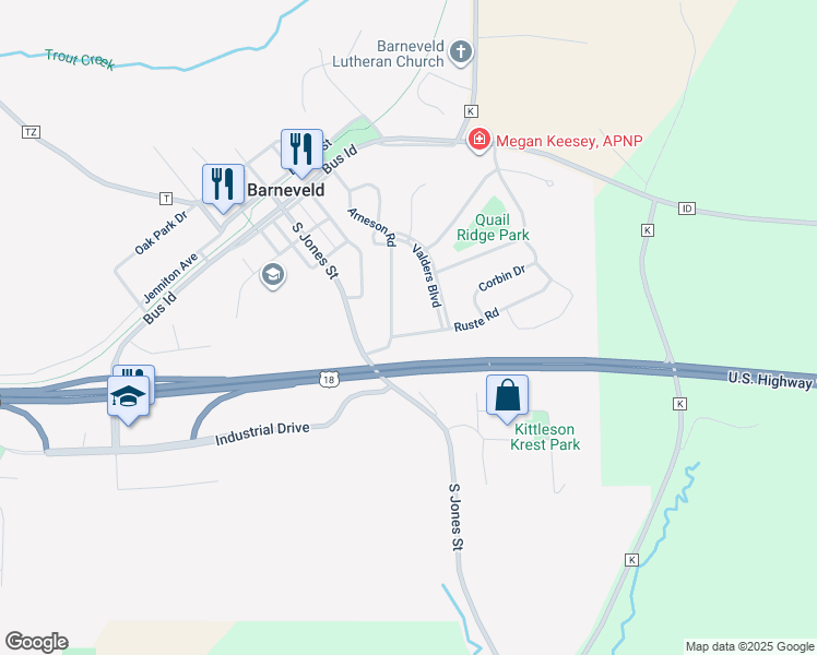 map of restaurants, bars, coffee shops, grocery stores, and more near 103 Ruste Road in Barneveld