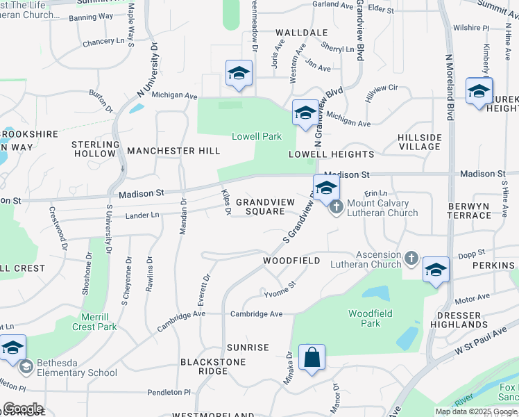 map of restaurants, bars, coffee shops, grocery stores, and more near 2016 Kathy Court in Waukesha