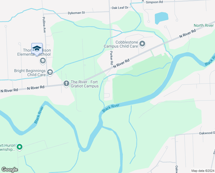 map of restaurants, bars, coffee shops, grocery stores, and more near 3501 Northwood Road in Fort Gratiot Township