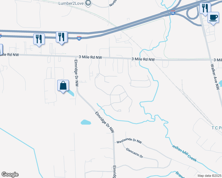 map of restaurants, bars, coffee shops, grocery stores, and more near 2815 Royal Vista Court in Walker