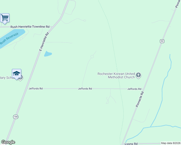 map of restaurants, bars, coffee shops, grocery stores, and more near 14 Birchstone Hill Road in Rush