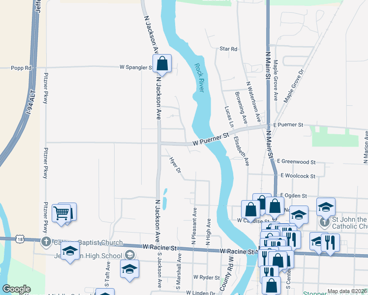 map of restaurants, bars, coffee shops, grocery stores, and more near 635 Windsor Terrace in Jefferson