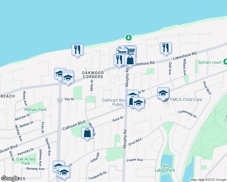 map of restaurants, bars, coffee shops, grocery stores, and more near 1576 Coventry Court in Sarnia