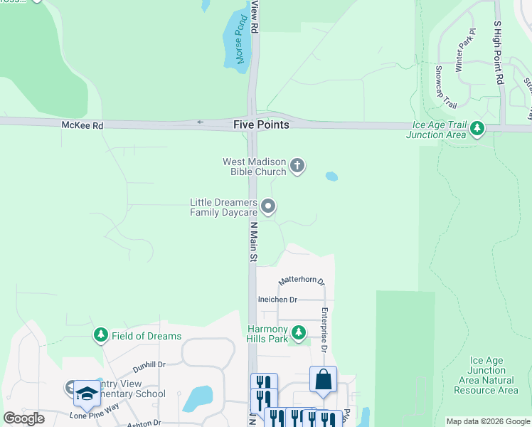 map of restaurants, bars, coffee shops, grocery stores, and more near in Dane County