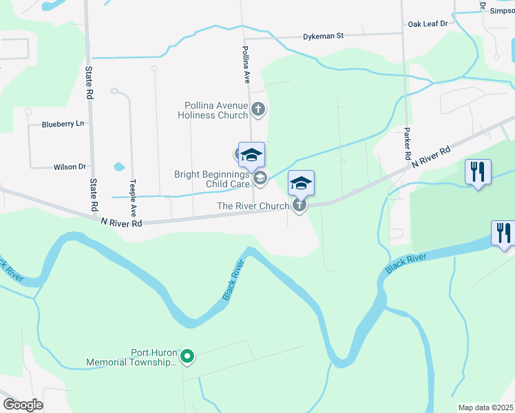 map of restaurants, bars, coffee shops, grocery stores, and more near 3742 North River Road in Fort Gratiot Township