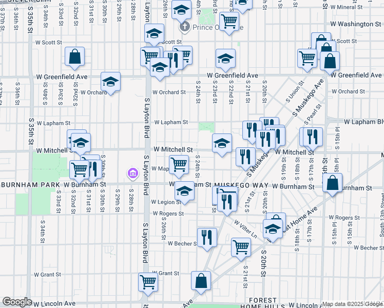 map of restaurants, bars, coffee shops, grocery stores, and more near in Milwaukee