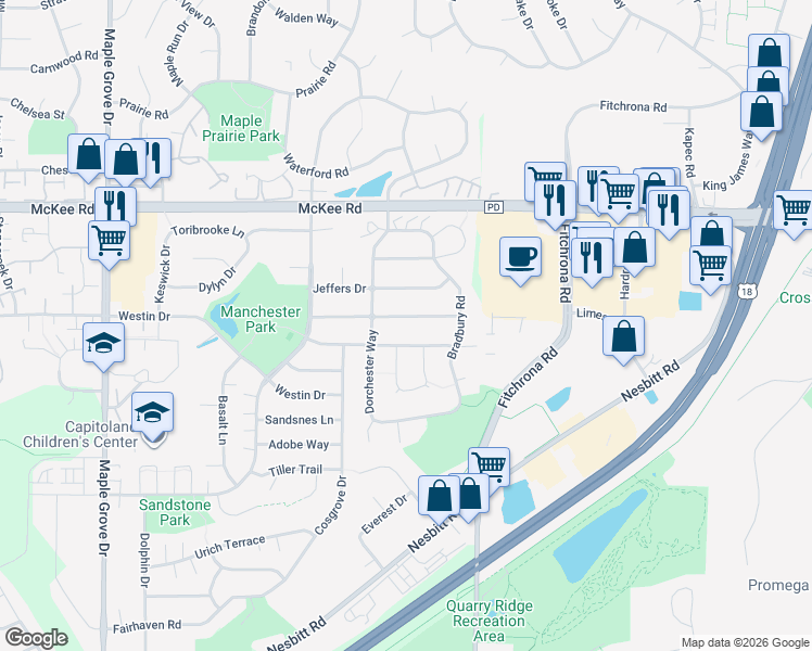 map of restaurants, bars, coffee shops, grocery stores, and more near 6137 Thornebury Drive in Madison