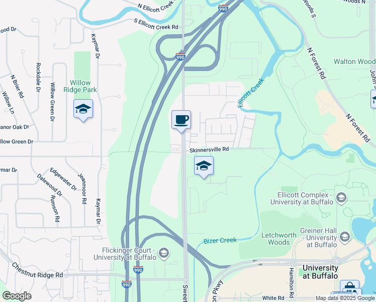 map of restaurants, bars, coffee shops, grocery stores, and more near 698 Skinnersville Road in Buffalo