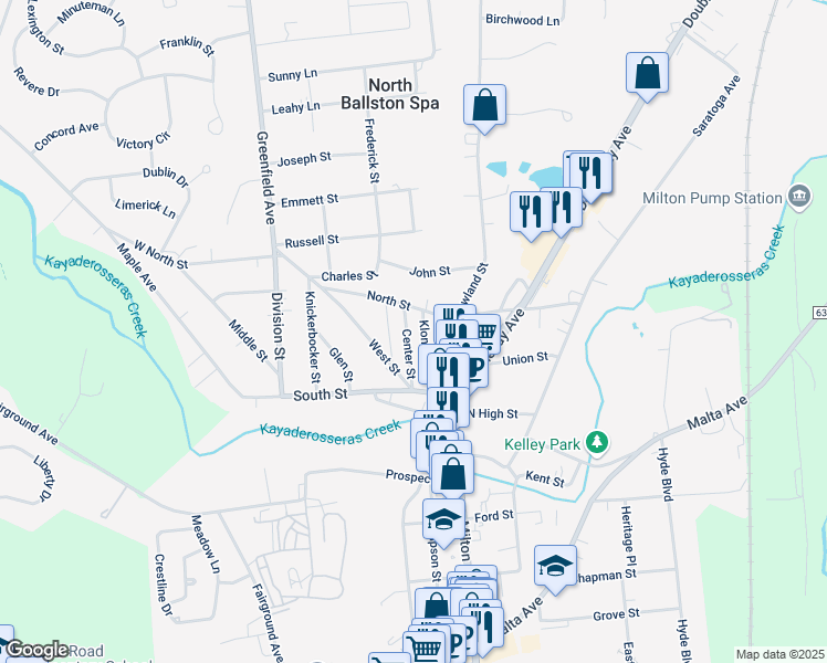 map of restaurants, bars, coffee shops, grocery stores, and more near 48 Center Street in Ballston Spa