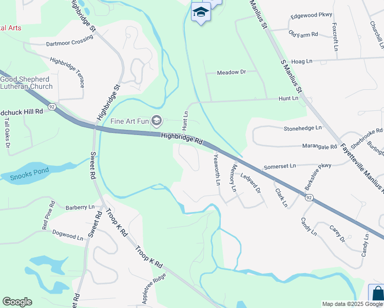 map of restaurants, bars, coffee shops, grocery stores, and more near 4793 Huntwood Path in Manlius