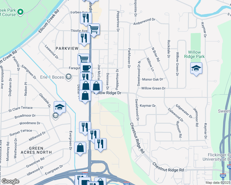 map of restaurants, bars, coffee shops, grocery stores, and more near 4 Peppertree Drive in Amherst