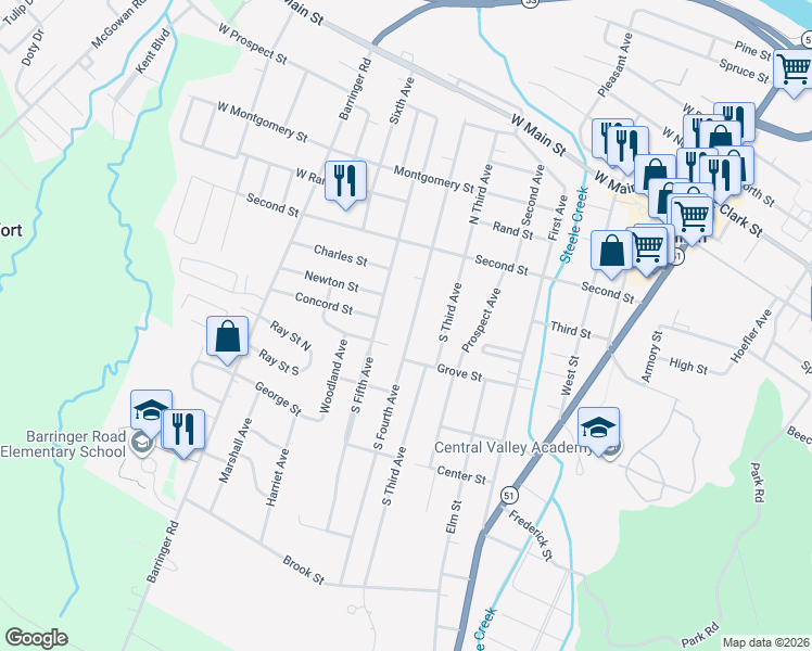 map of restaurants, bars, coffee shops, grocery stores, and more near 70 South Fourth Avenue in Ilion