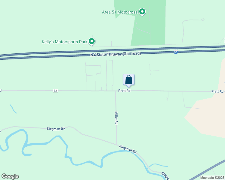 map of restaurants, bars, coffee shops, grocery stores, and more near 3221 Pratt Road in Batavia