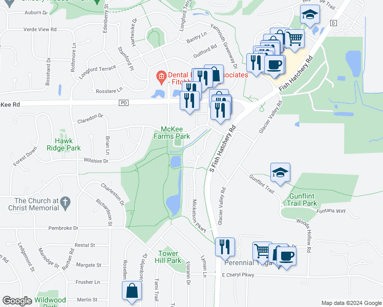 map of restaurants, bars, coffee shops, grocery stores, and more near 2893 Mickelson Parkway in Fitchburg