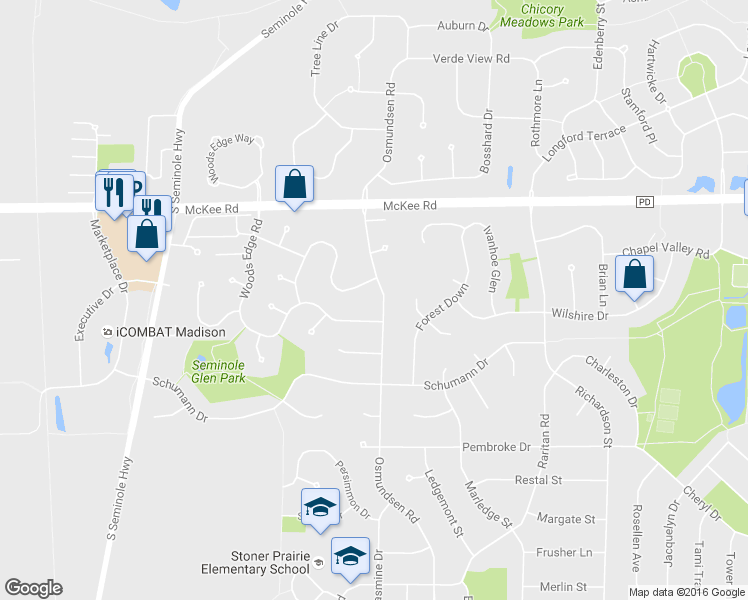 map of restaurants, bars, coffee shops, grocery stores, and more near 2895 Osmundsen Road in Fitchburg