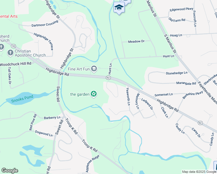 map of restaurants, bars, coffee shops, grocery stores, and more near 4867 Huntwood Path in Manlius