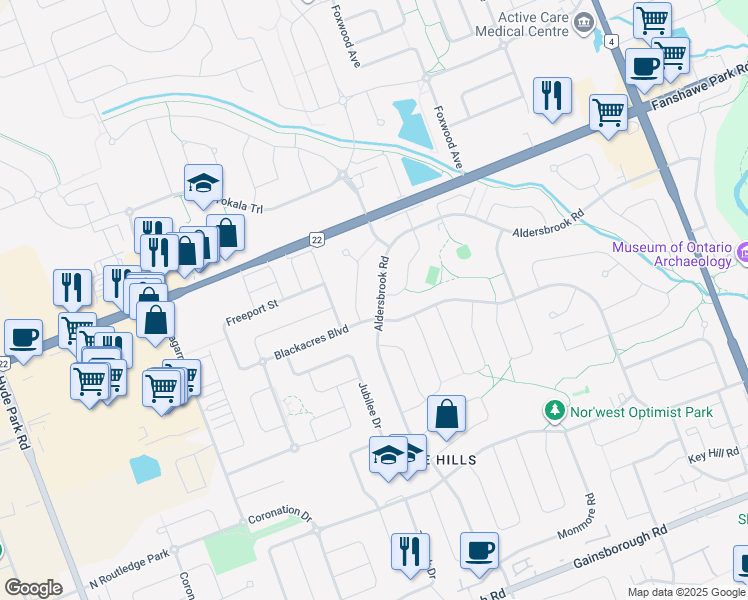 map of restaurants, bars, coffee shops, grocery stores, and more near 6 Thackerey Place in London