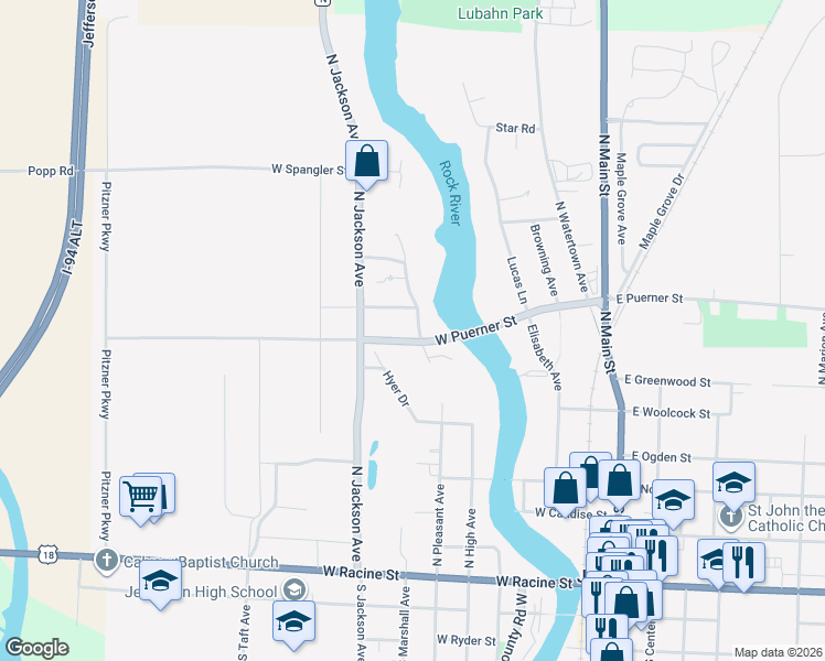 map of restaurants, bars, coffee shops, grocery stores, and more near 635 Windsor Terrace in Jefferson