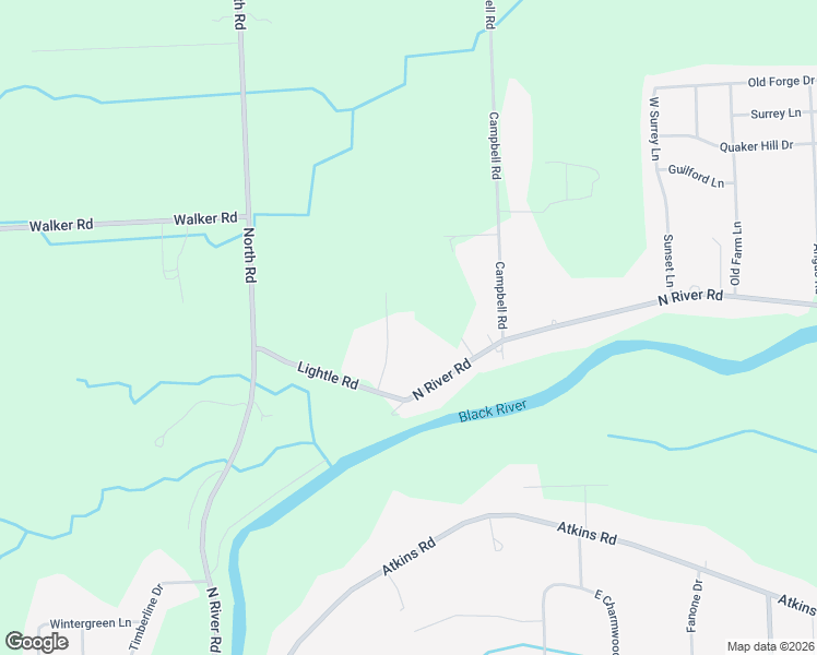 map of restaurants, bars, coffee shops, grocery stores, and more near 3496 Lightle Road in North Street