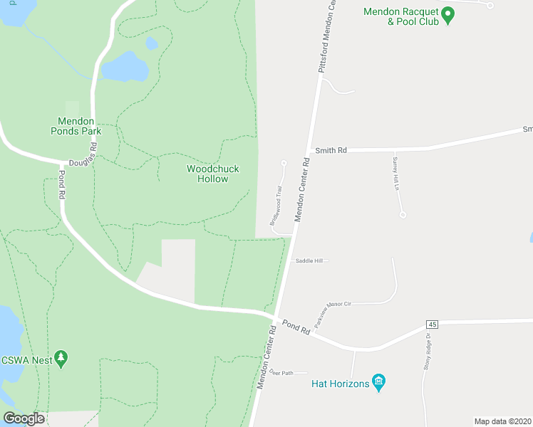 map of restaurants, bars, coffee shops, grocery stores, and more near 17 Bridlewood Trail in Honeoye Falls