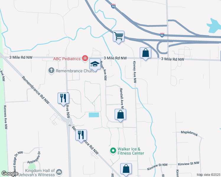 map of restaurants, bars, coffee shops, grocery stores, and more near 4151 Chaska Court Northwest in Grand Rapids